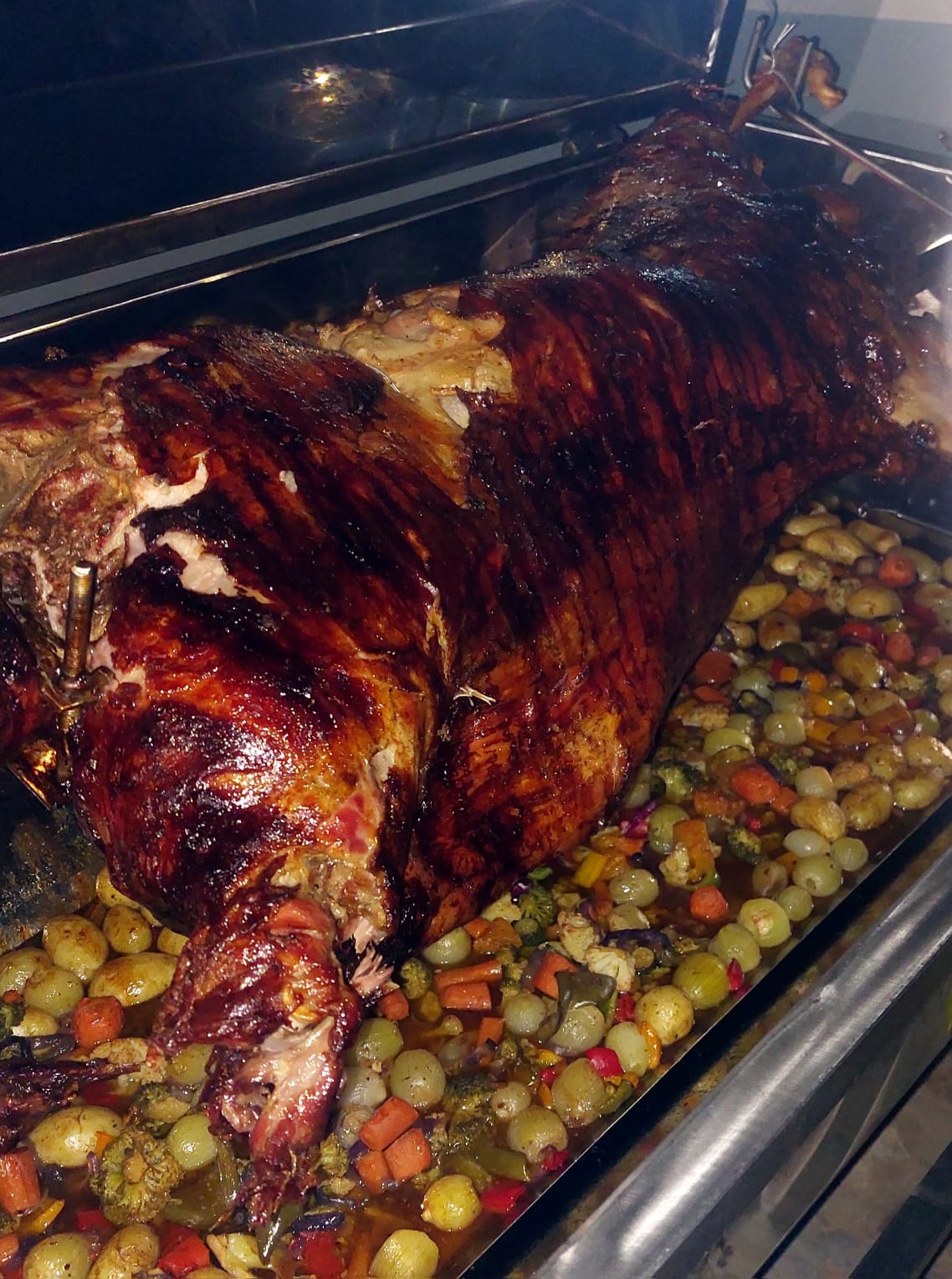 Close-up of spit braai