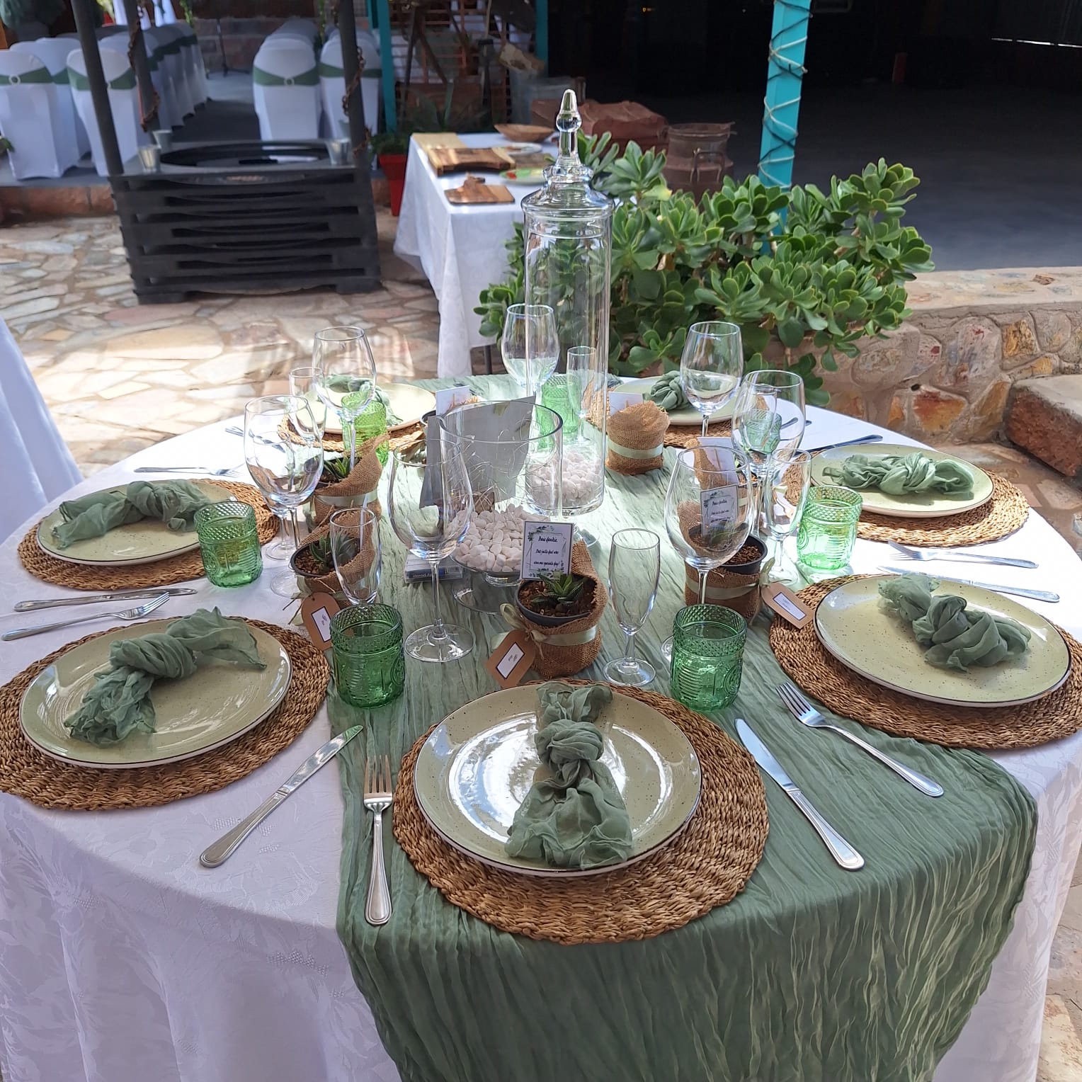 Tables and chairs set up at the venue